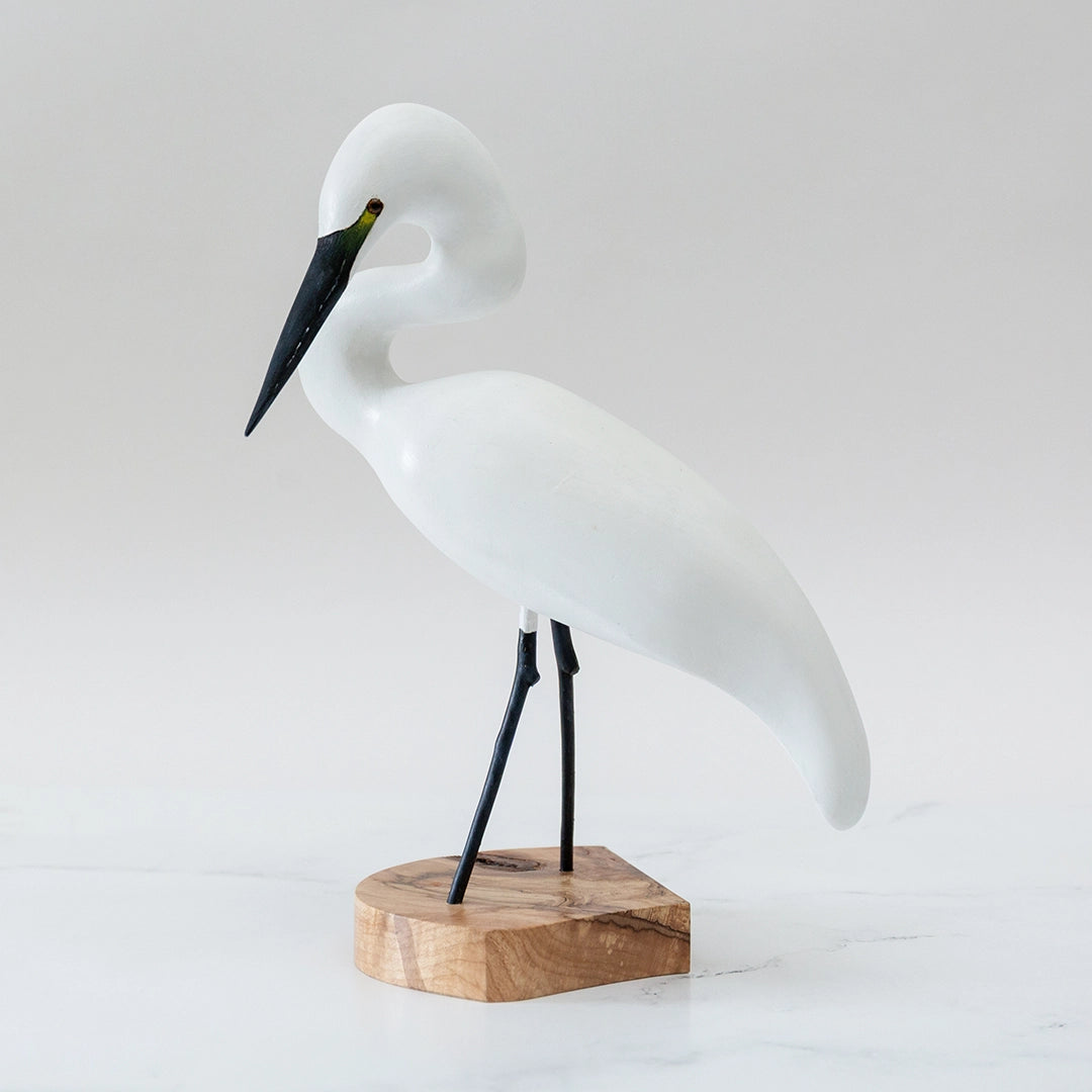 Handcarved Snowy Egret Sculpture | Robert Reeve