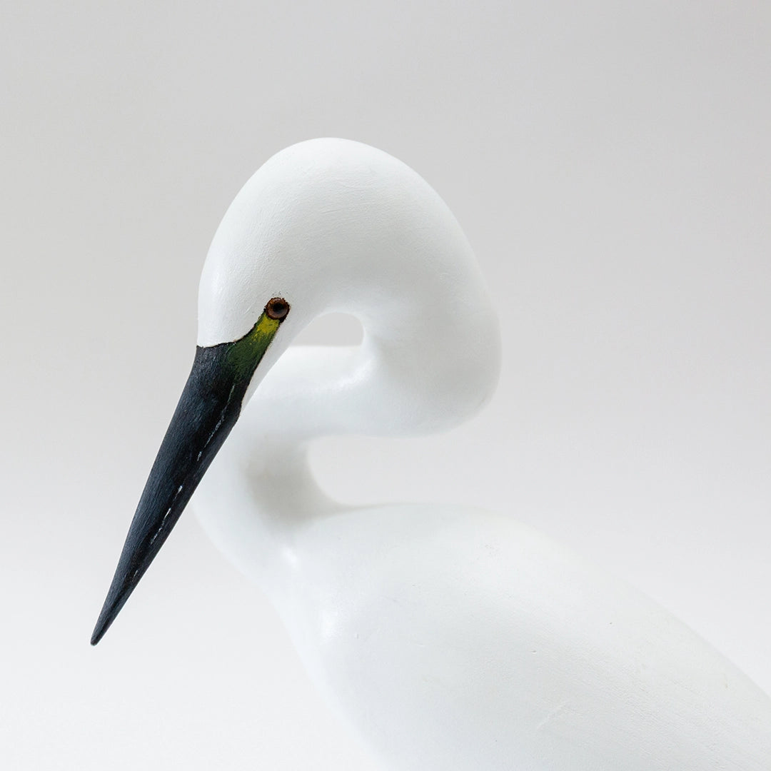 Handcarved Snowy Egret Sculpture | Robert Reeve
