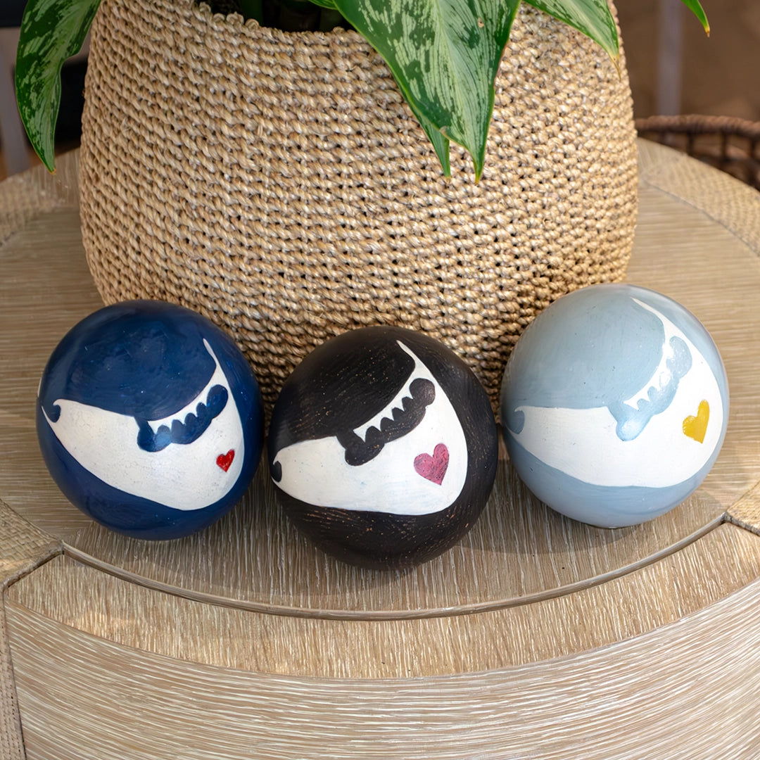 Handpainted Blue Island Heart Decorative Sphere