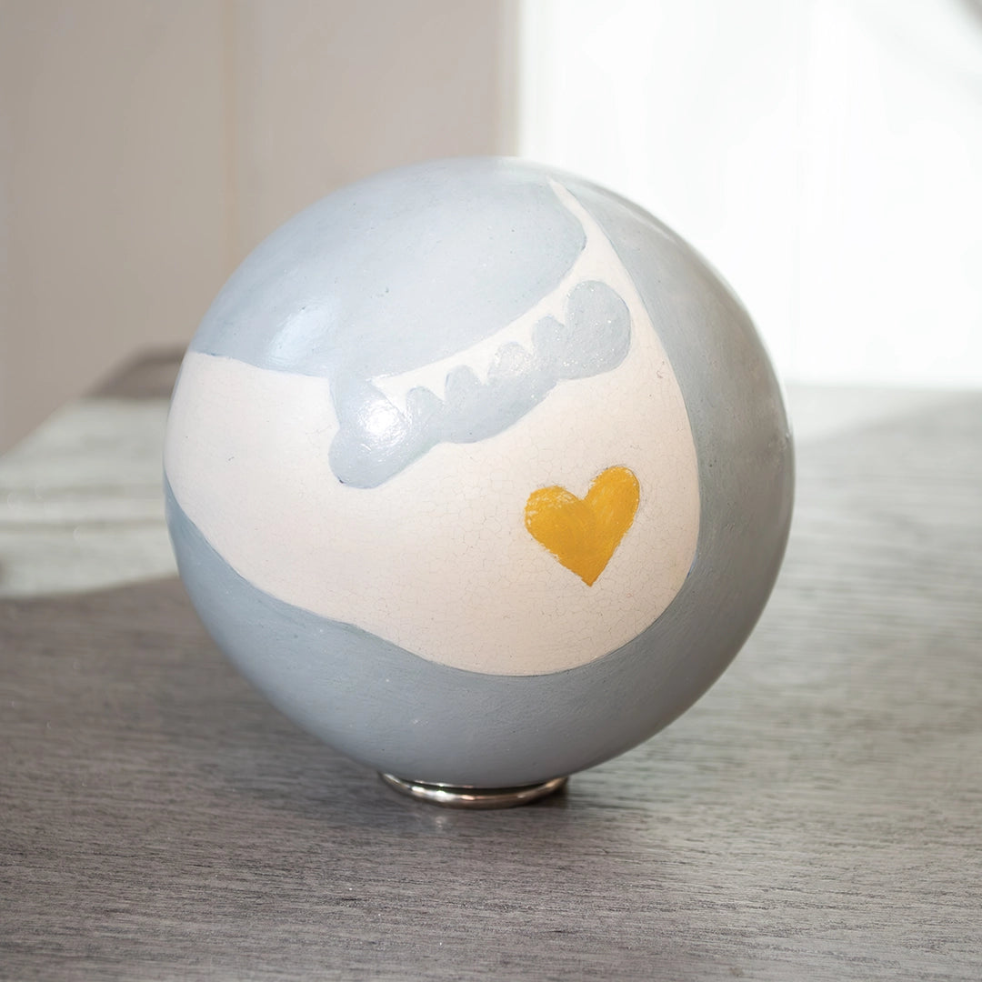Nantucket Grey And White With Heart Sphere | Melissa Macleod