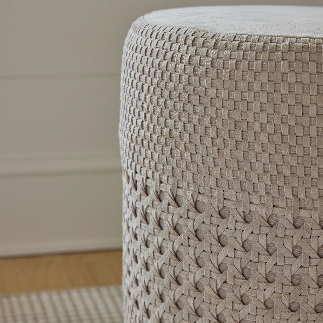 Handwoven Suede Stool