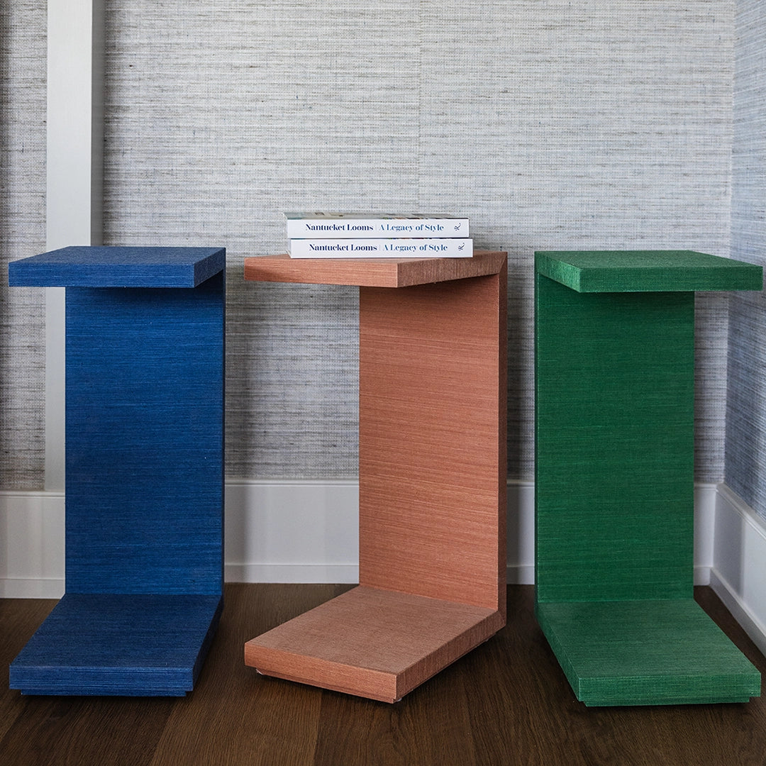 Faux Grass-Cloth Side Table