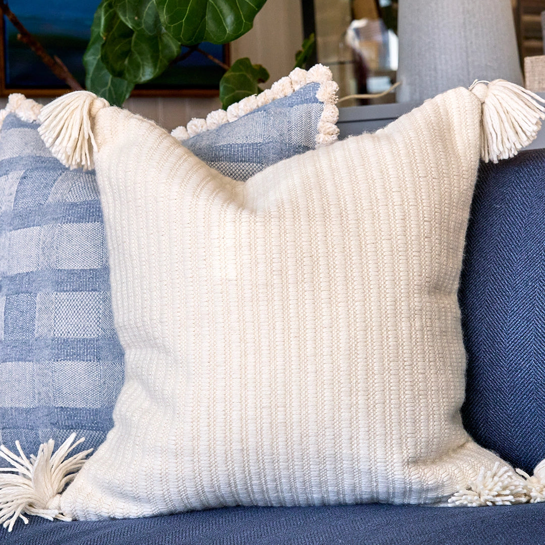 Ivory Alpaca Pillow With Tassels