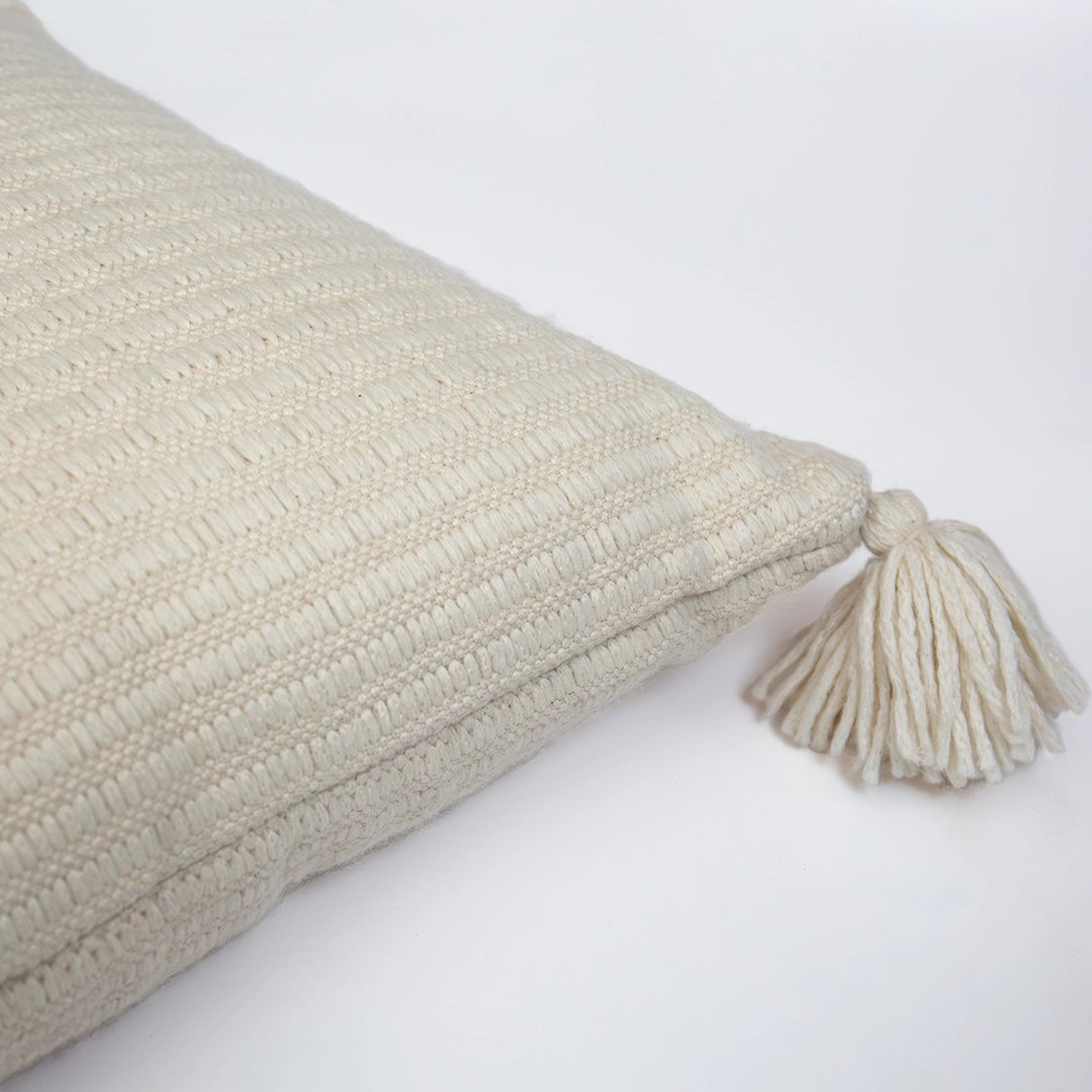 Ivory Alpaca Pillow With Tassels
