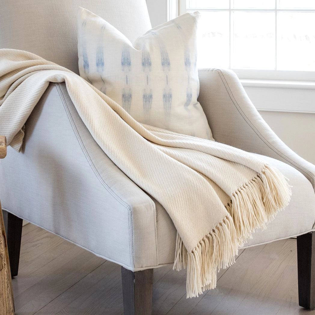 Ivory Handwoven Alpaca Throw