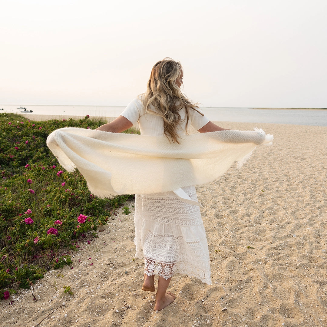Ivory Handwoven Mohair Wrap