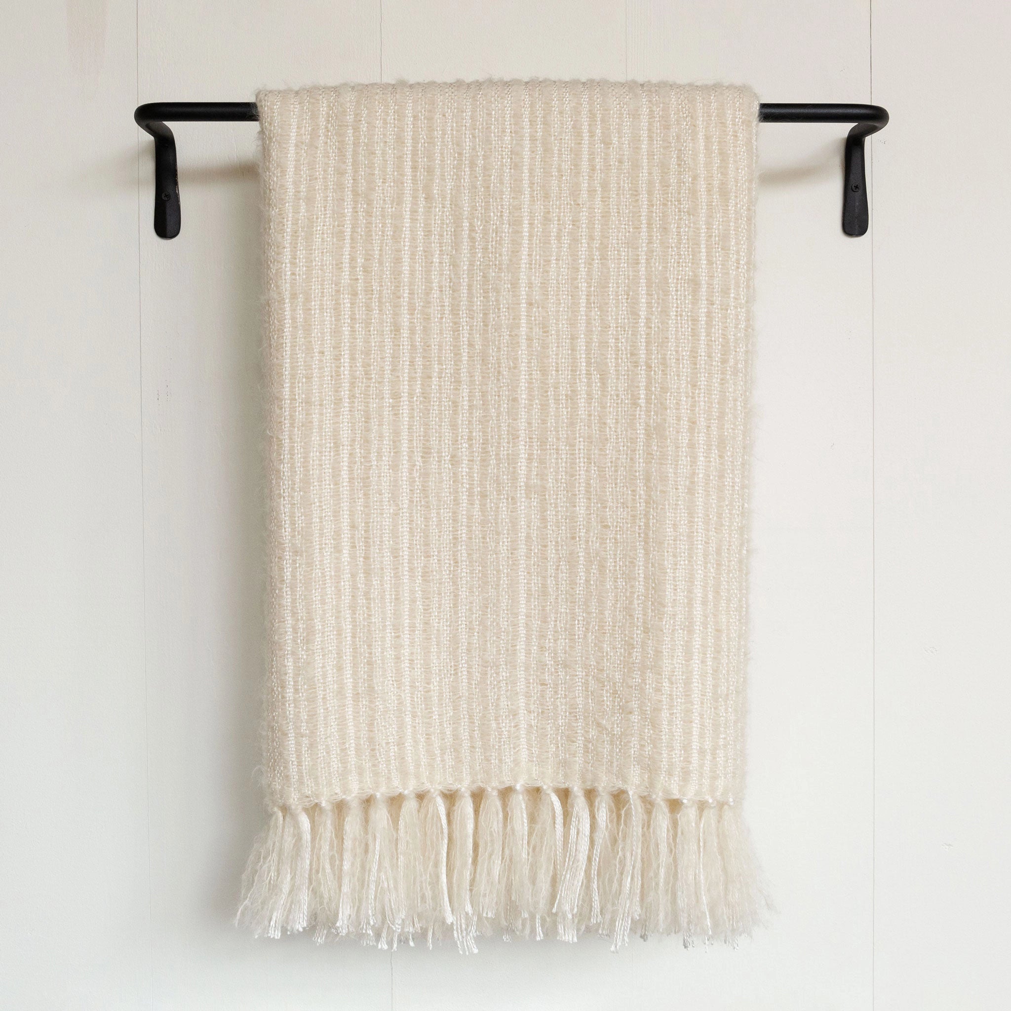 Ivory Handwoven Mohair & Silk Throw