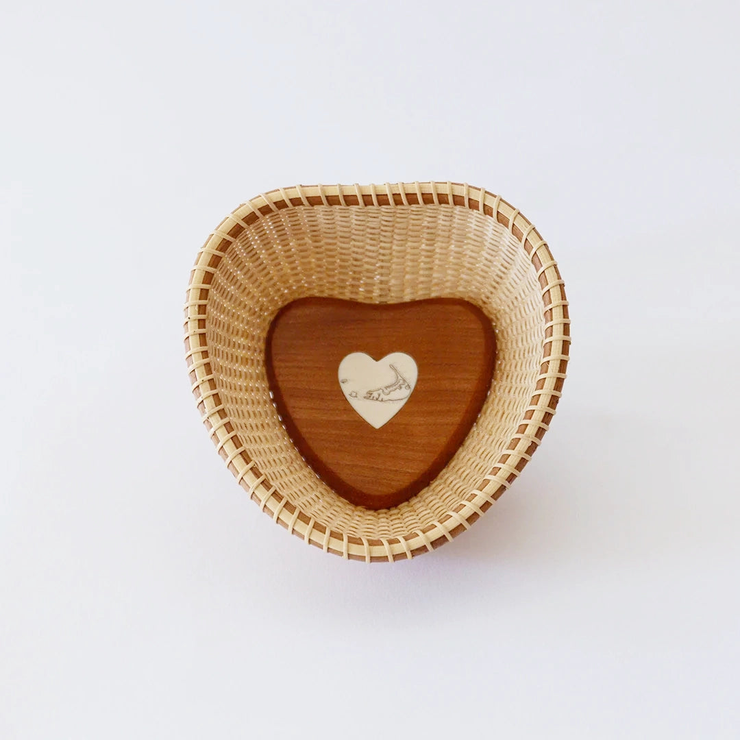 Ivory Heart Lightship Basket with Cherry Wood Base | Dale Rutherford