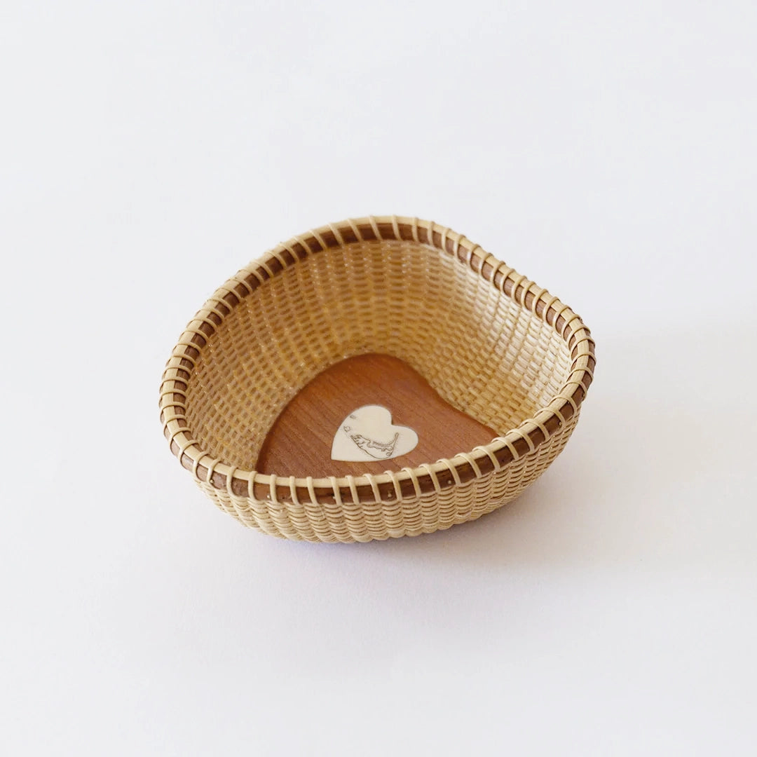Ivory Heart Lightship Basket with Cherry Wood Base | Dale Rutherford