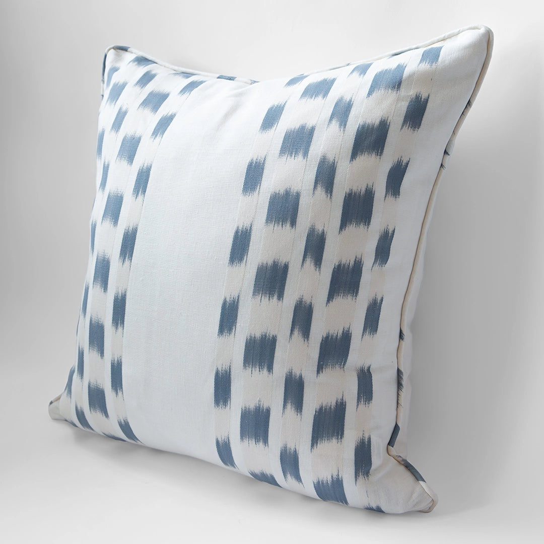 Blue Ikat Stripe Pillow