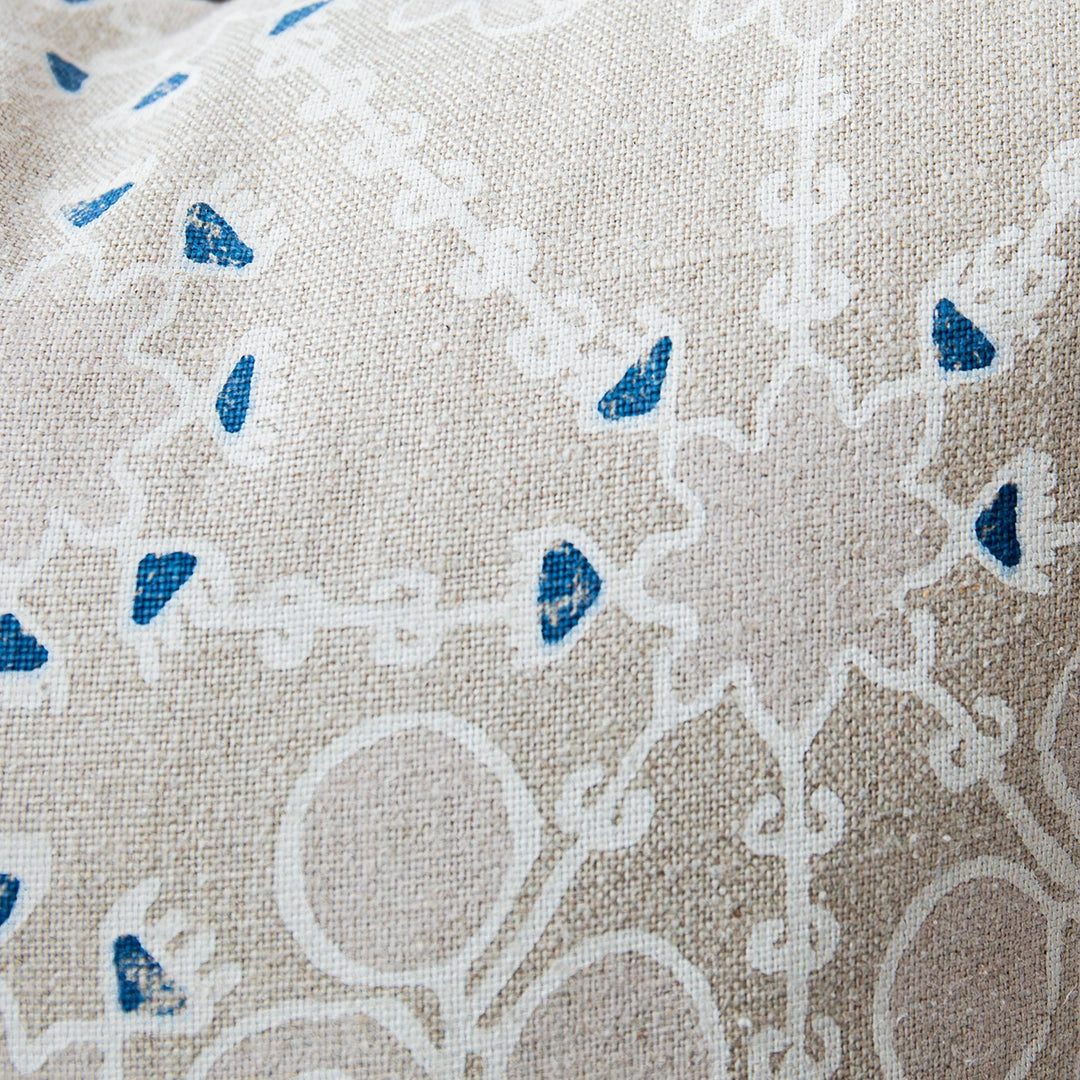 Indigo and White Floral Lattice Pillow