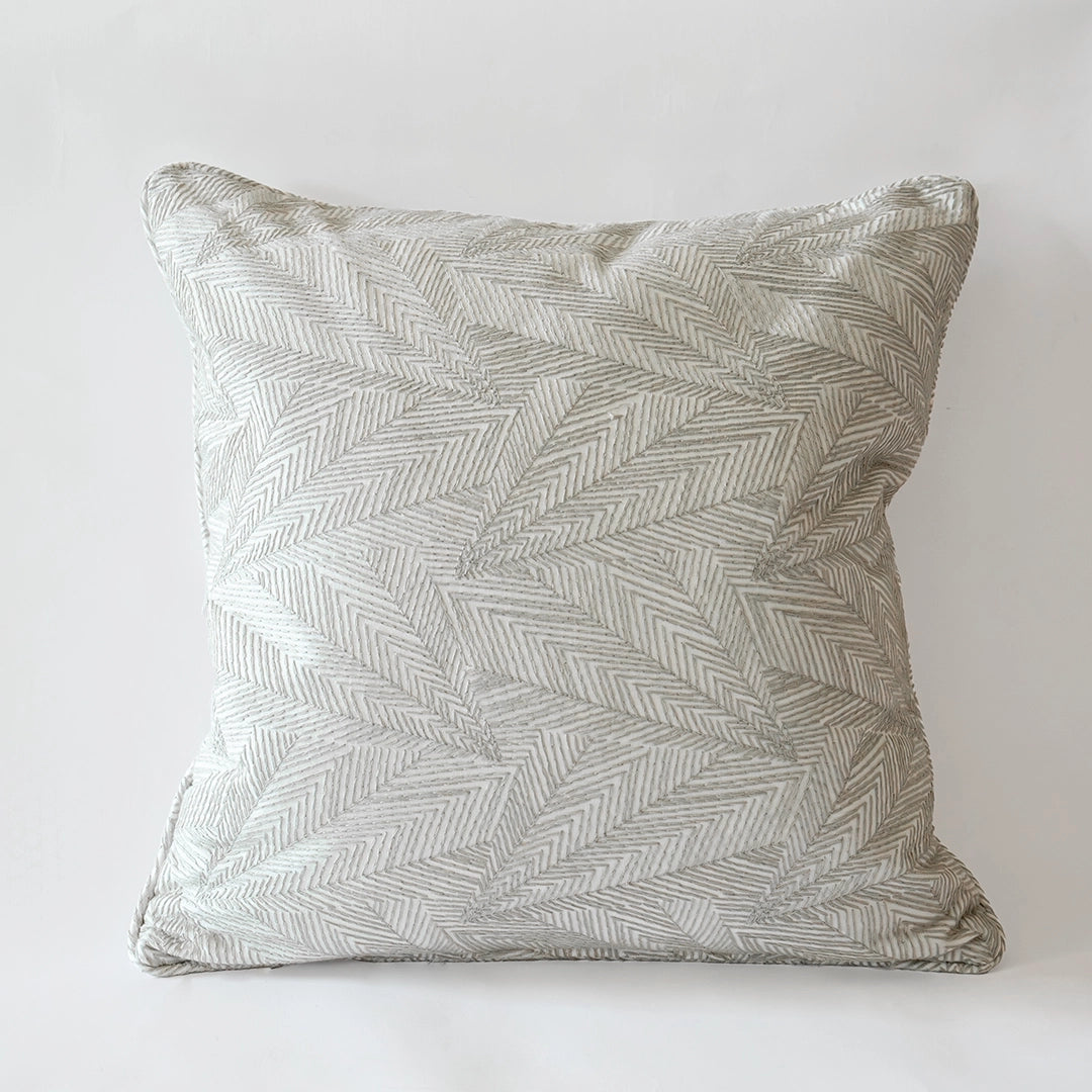 Embroidered Geometric Leaf Pattern Pillow