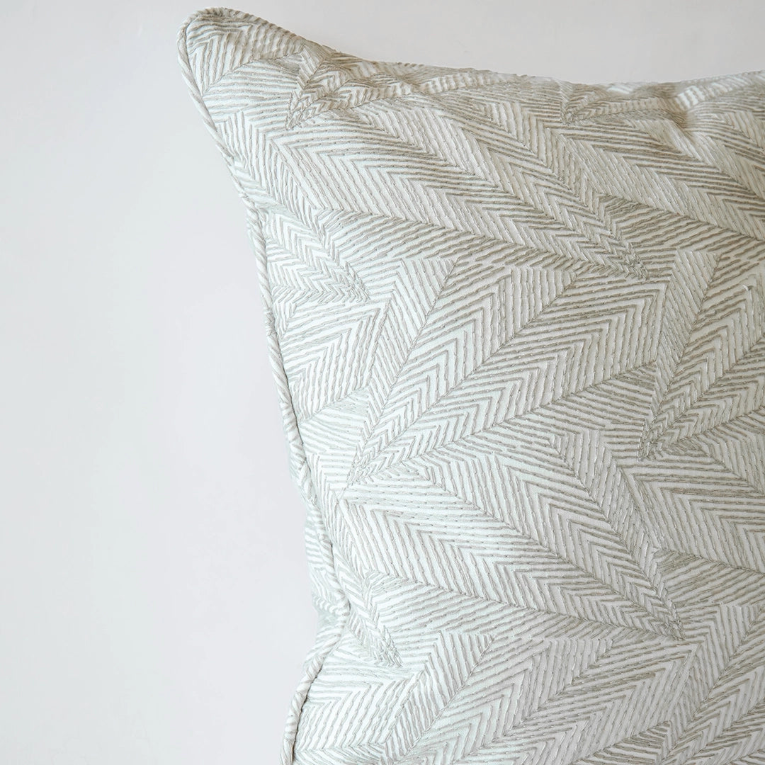 Embroidered Geometric Leaf Pattern Pillow