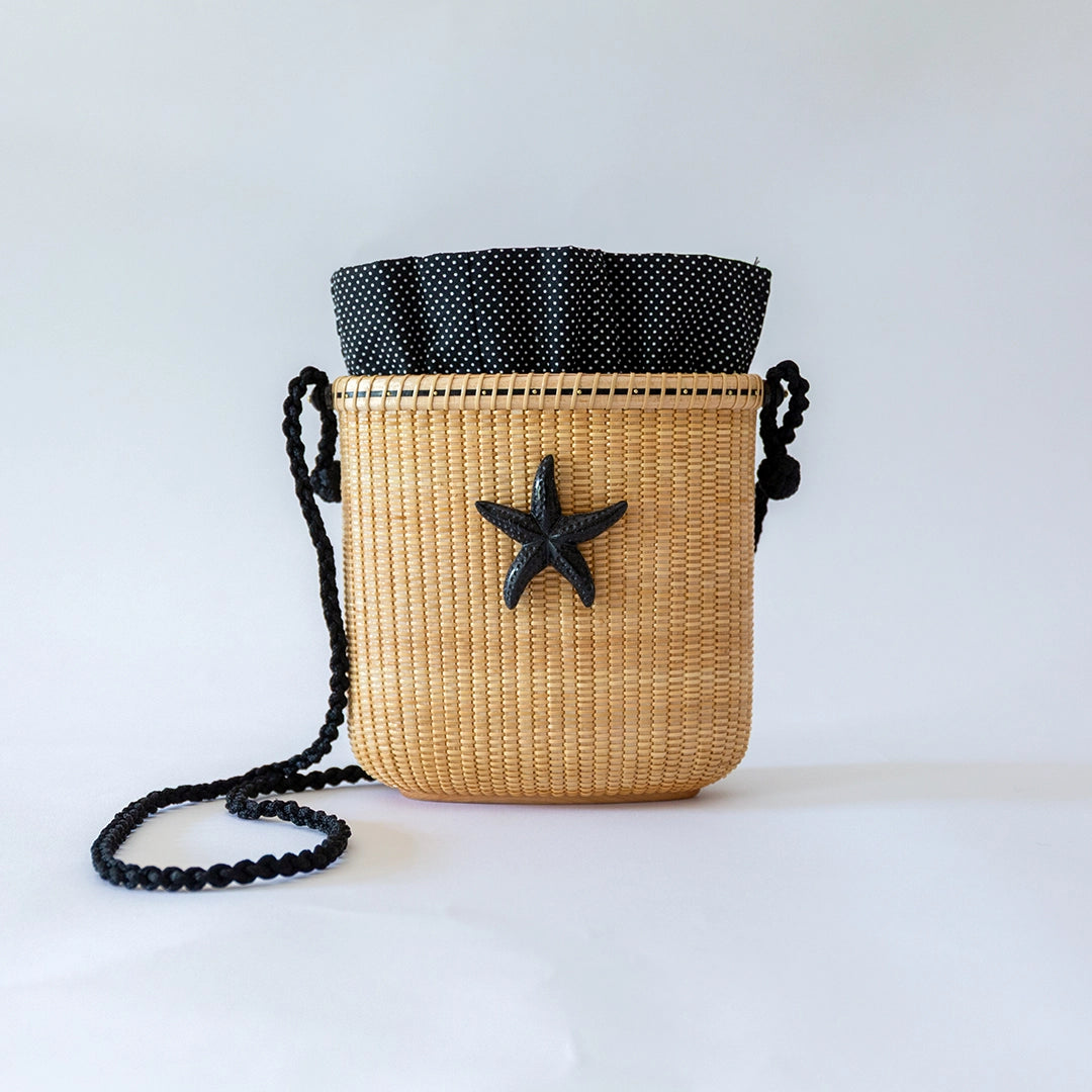 Lightship Tote with Woven Rope Strap and Carved Ebony Starfish | Janet Carreau