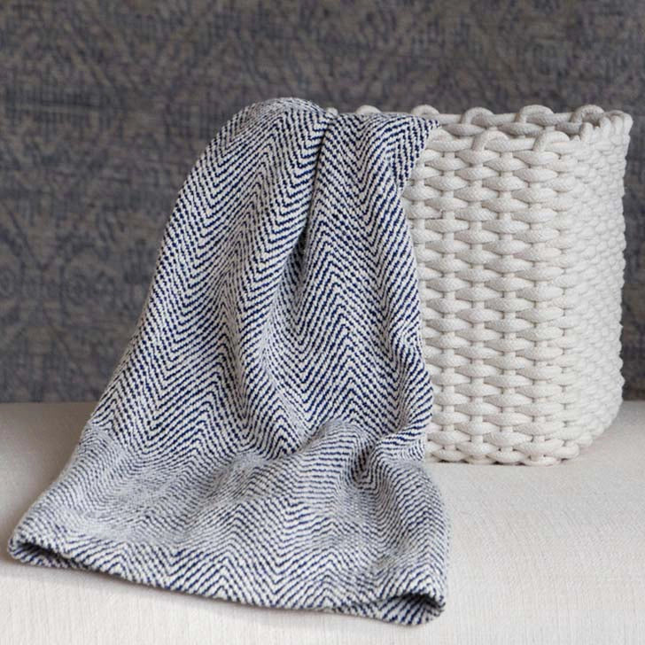 Marine Navy Handwoven Baby Blanket