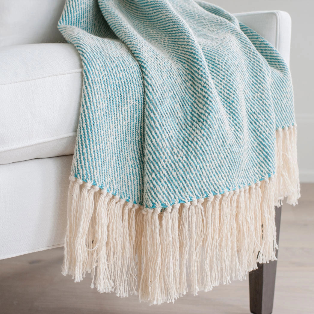 Mermaid Turquoise Handwoven Cotton Throw