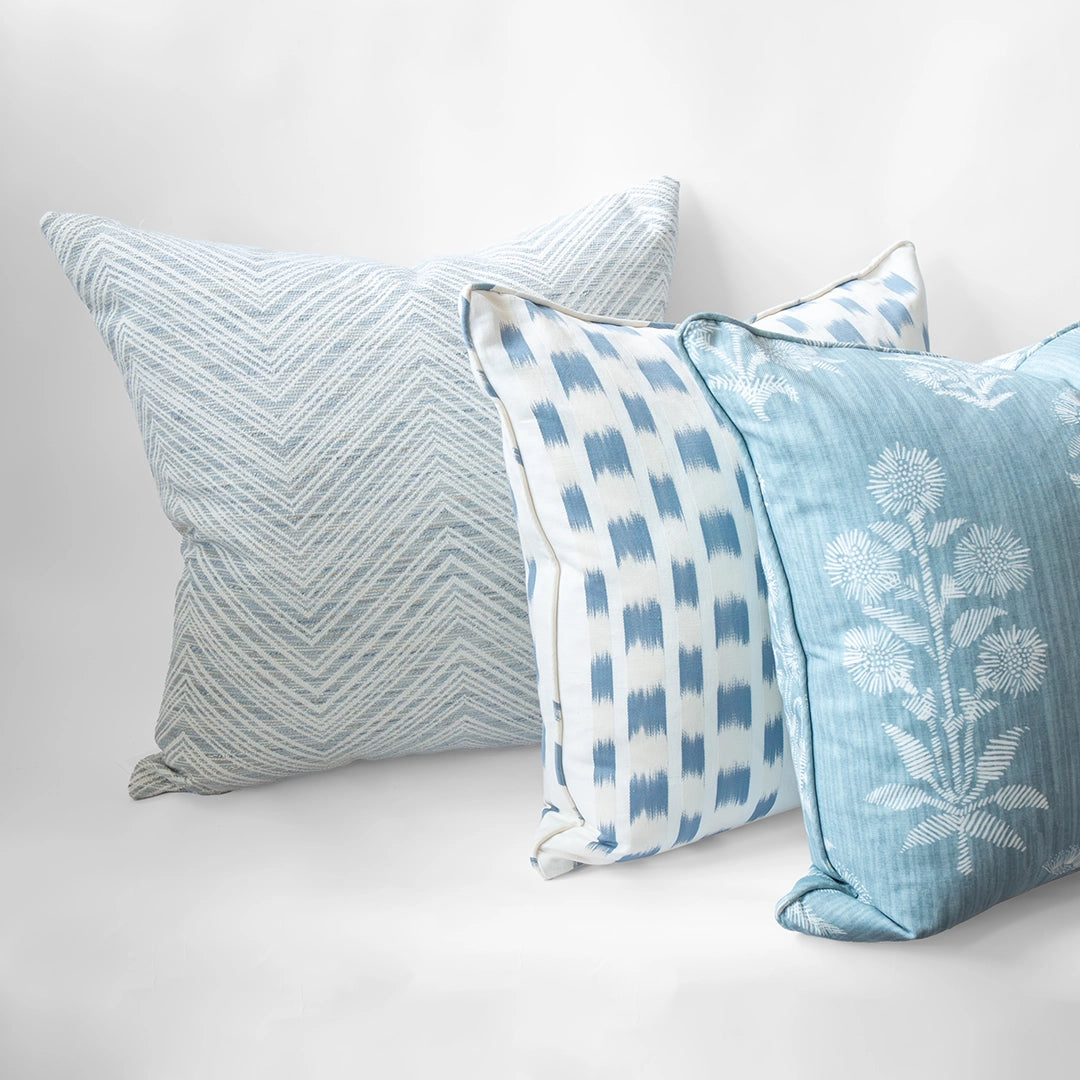 Blue Ikat Stripe Pillow