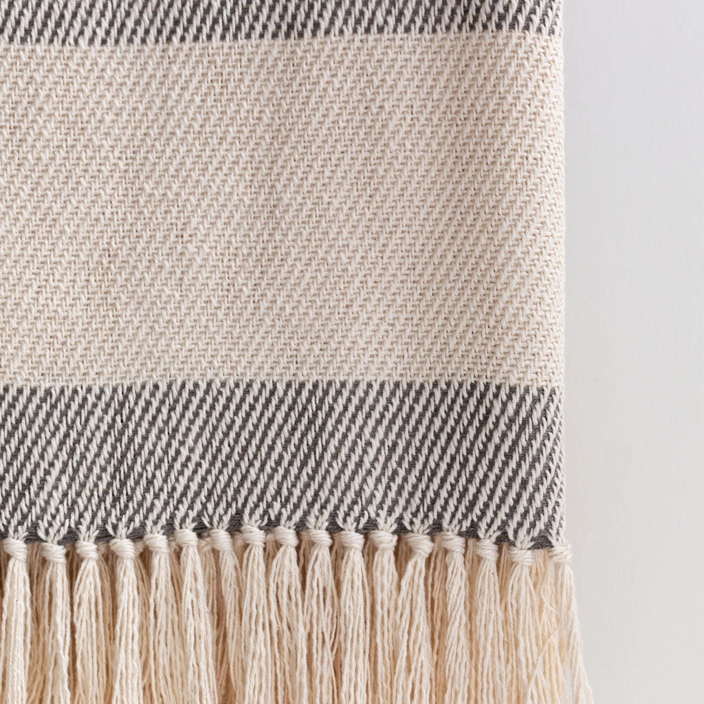 Gray & White Cabana Stripe Handwoven Cotton Throw