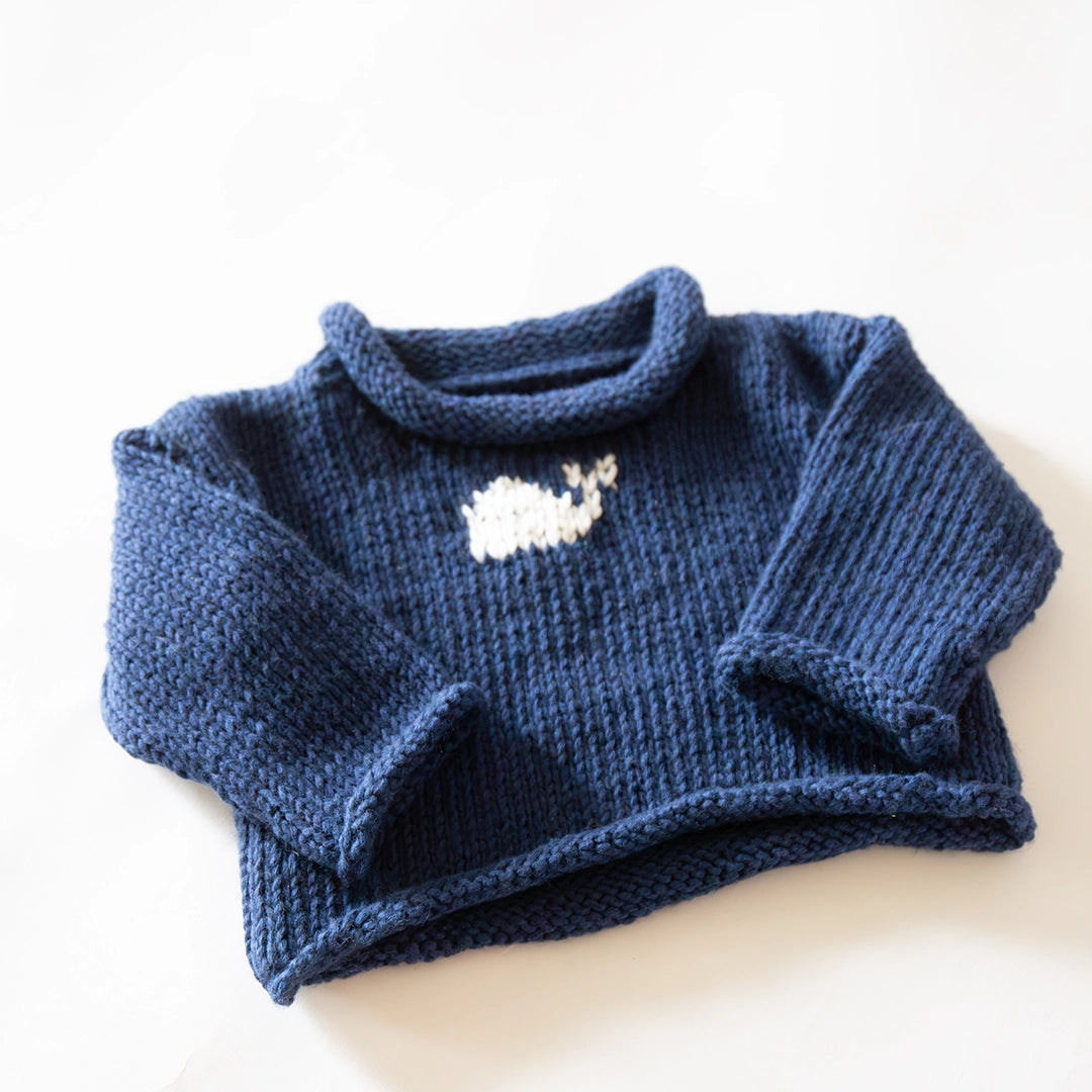 Navy Whale 0-6 Month Baby Sweater