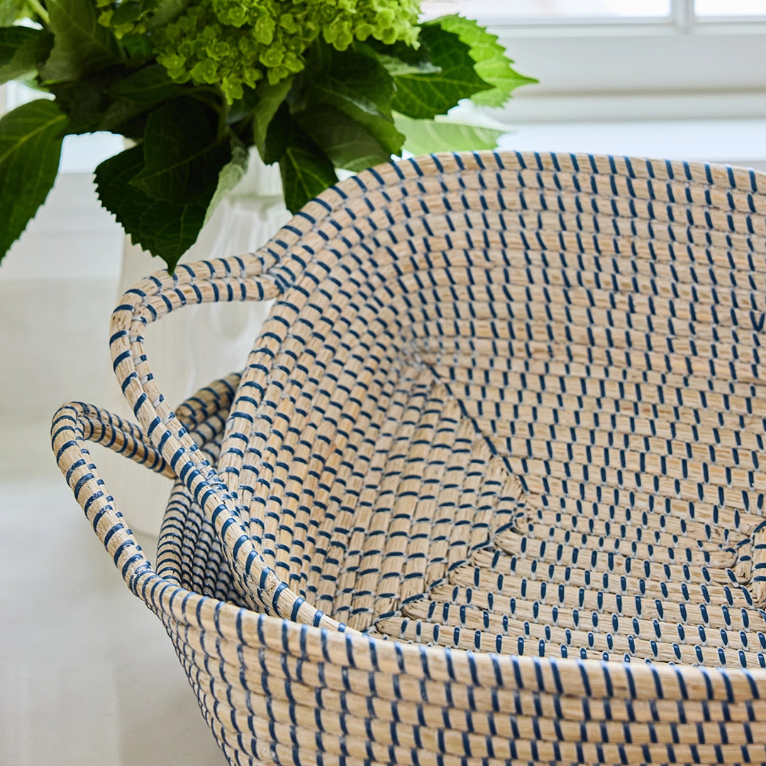 Navy & White Seagrass Basket