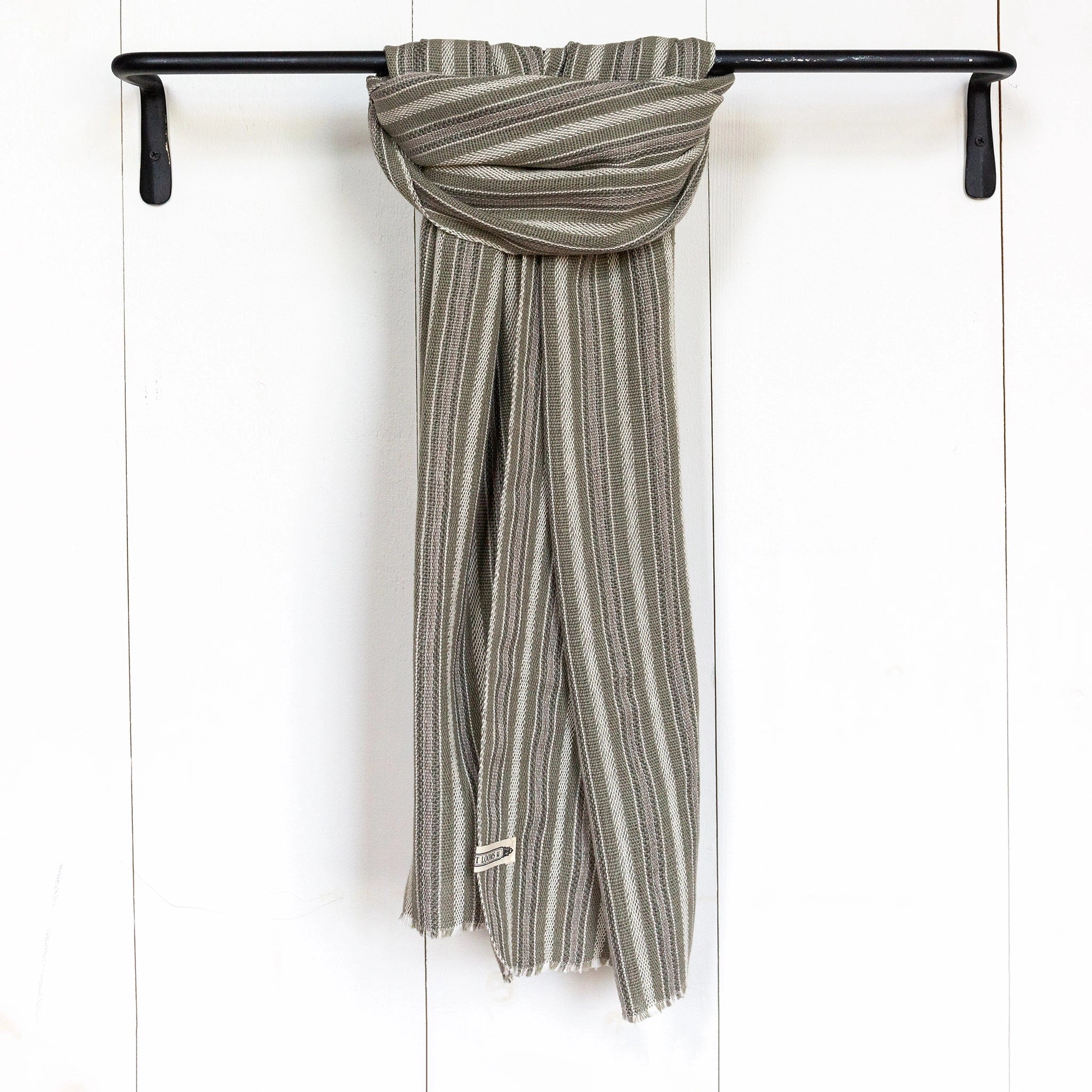 Neutral Stripe Handwoven Cotton Scarf