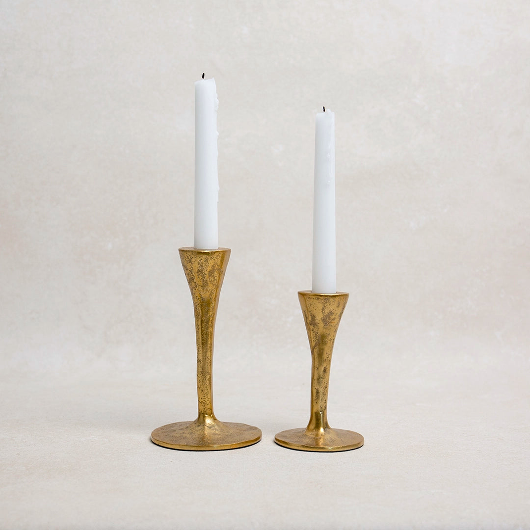 Antiqued Brass Taper Candlesticks