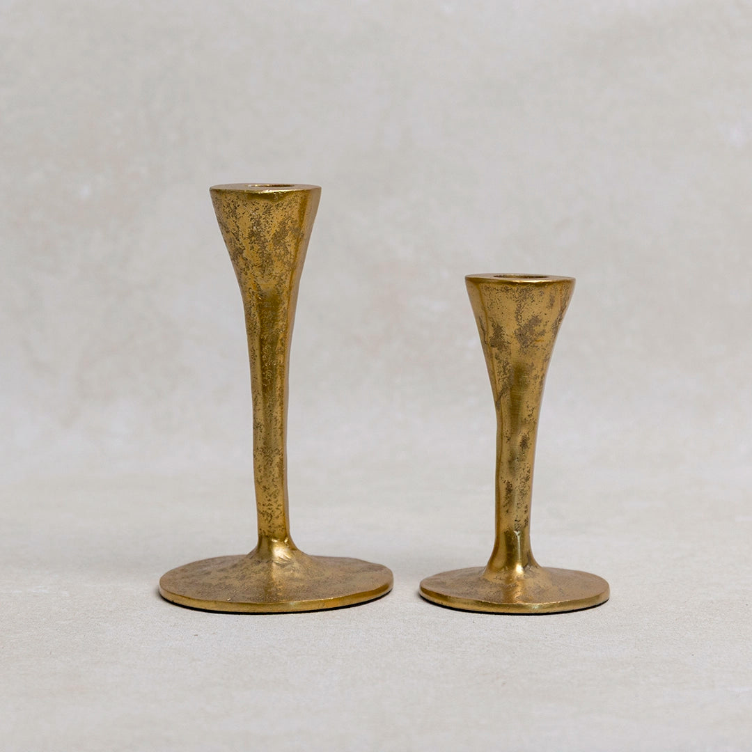 Antiqued Brass Taper Candlesticks