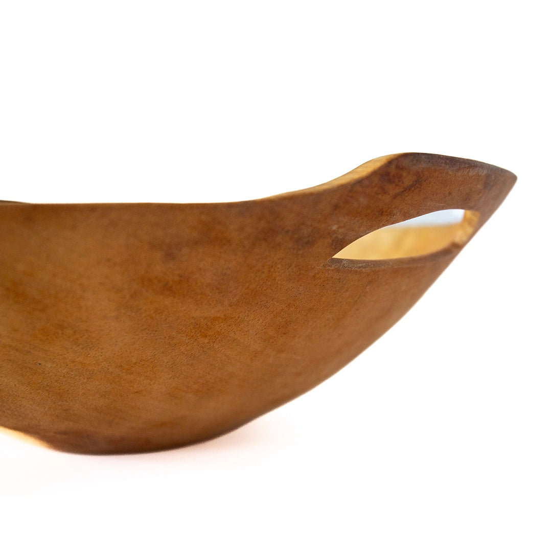 Oval Wooden Bowl With Handles