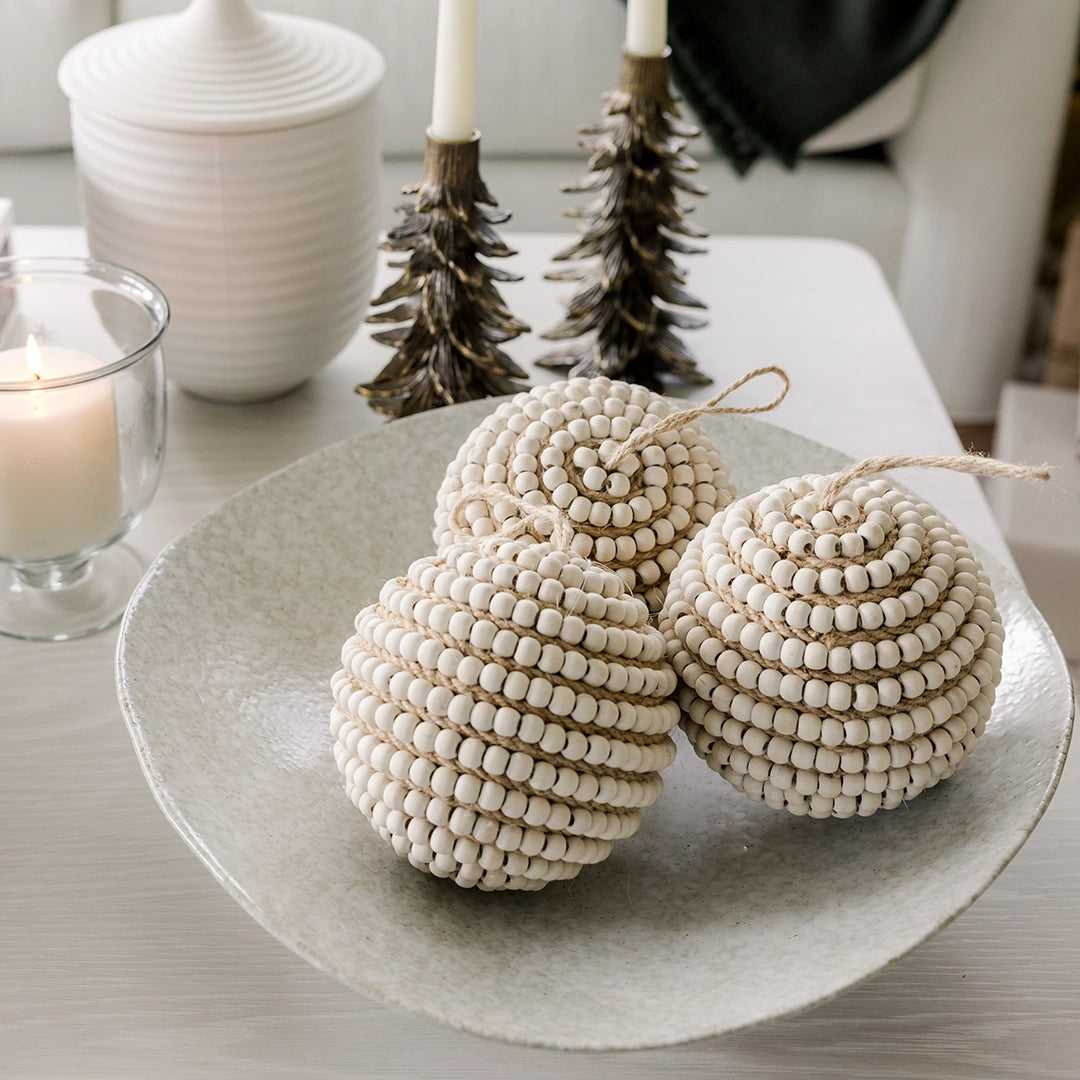 Large Jute & Wood Beaded Ornament