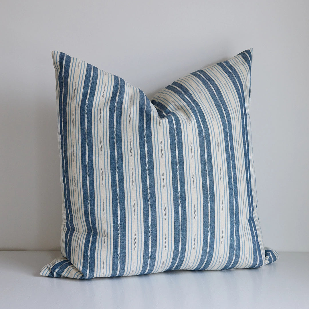 Indigo Feathered Stripe Pillow