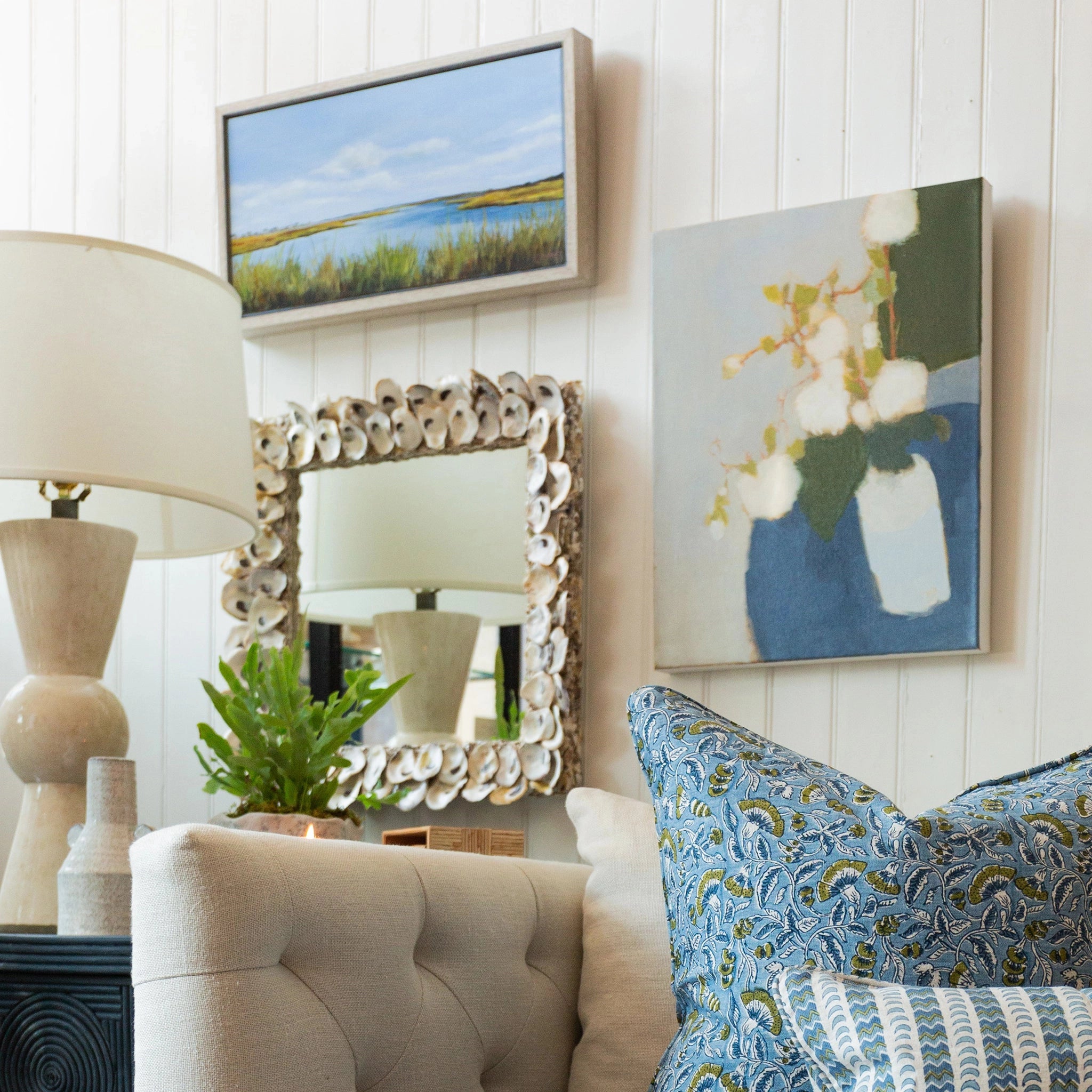 Oyster Shell Square Mirror