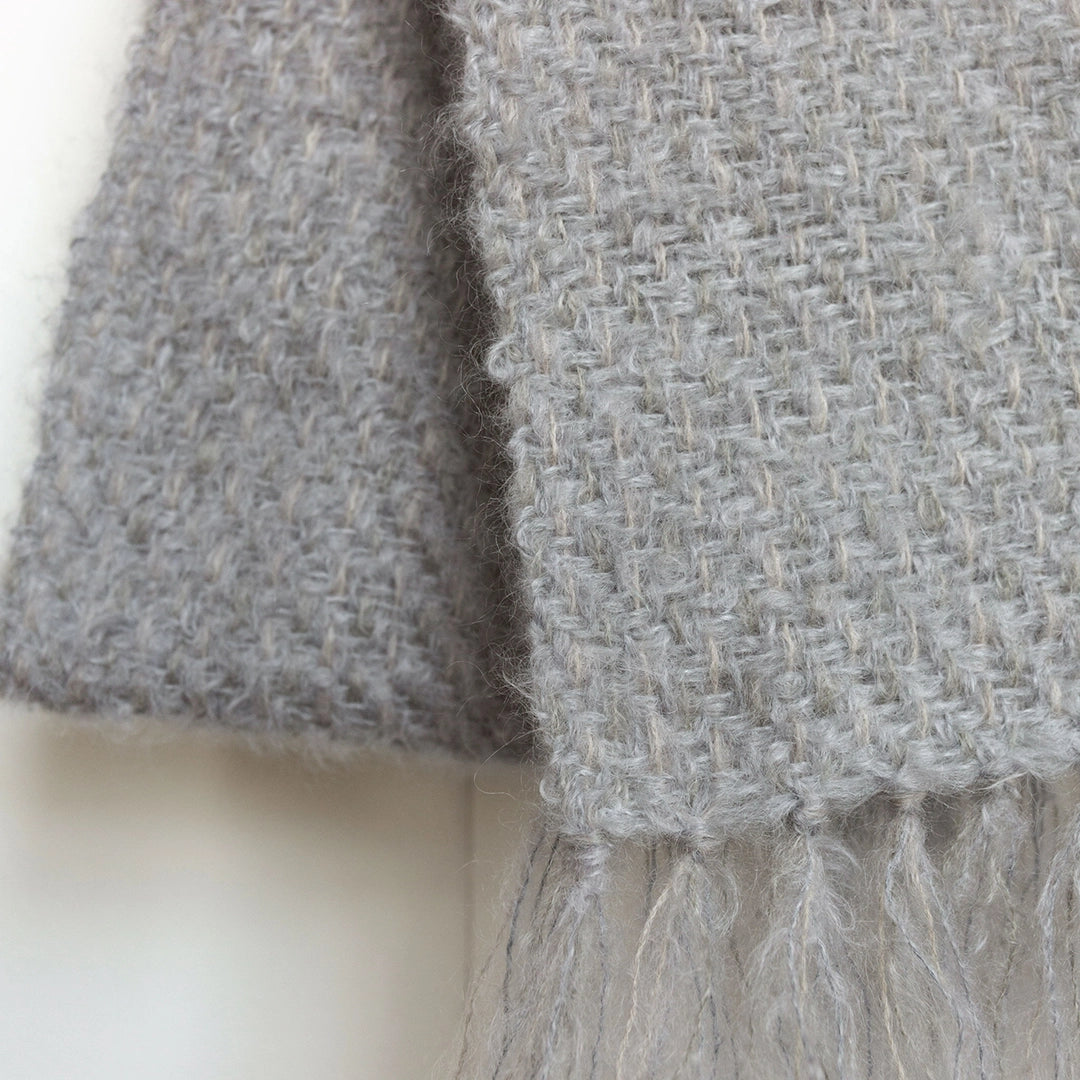 Pebble Gray Handwoven Mohair Scarf
