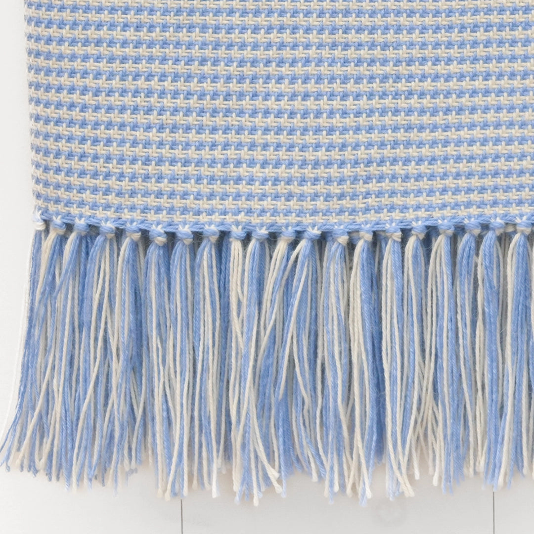 Periwinkle Blue Houndstooth Handwoven Alpaca Throw