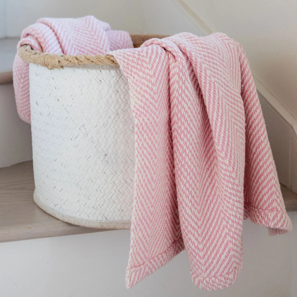 Pink Handwoven Cotton Baby Blanket