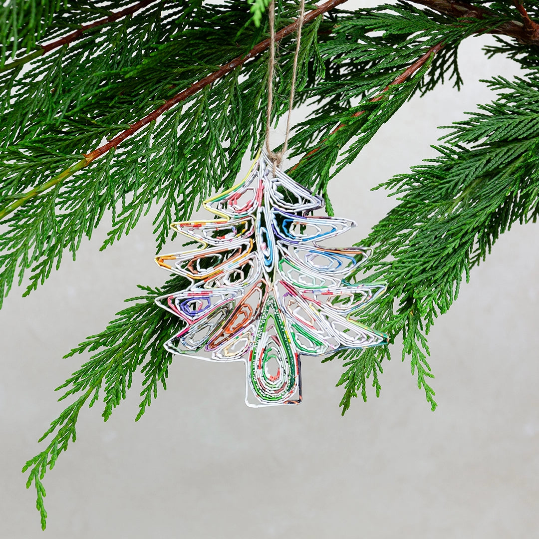 Recycled Paper Christmas Tree Ornament