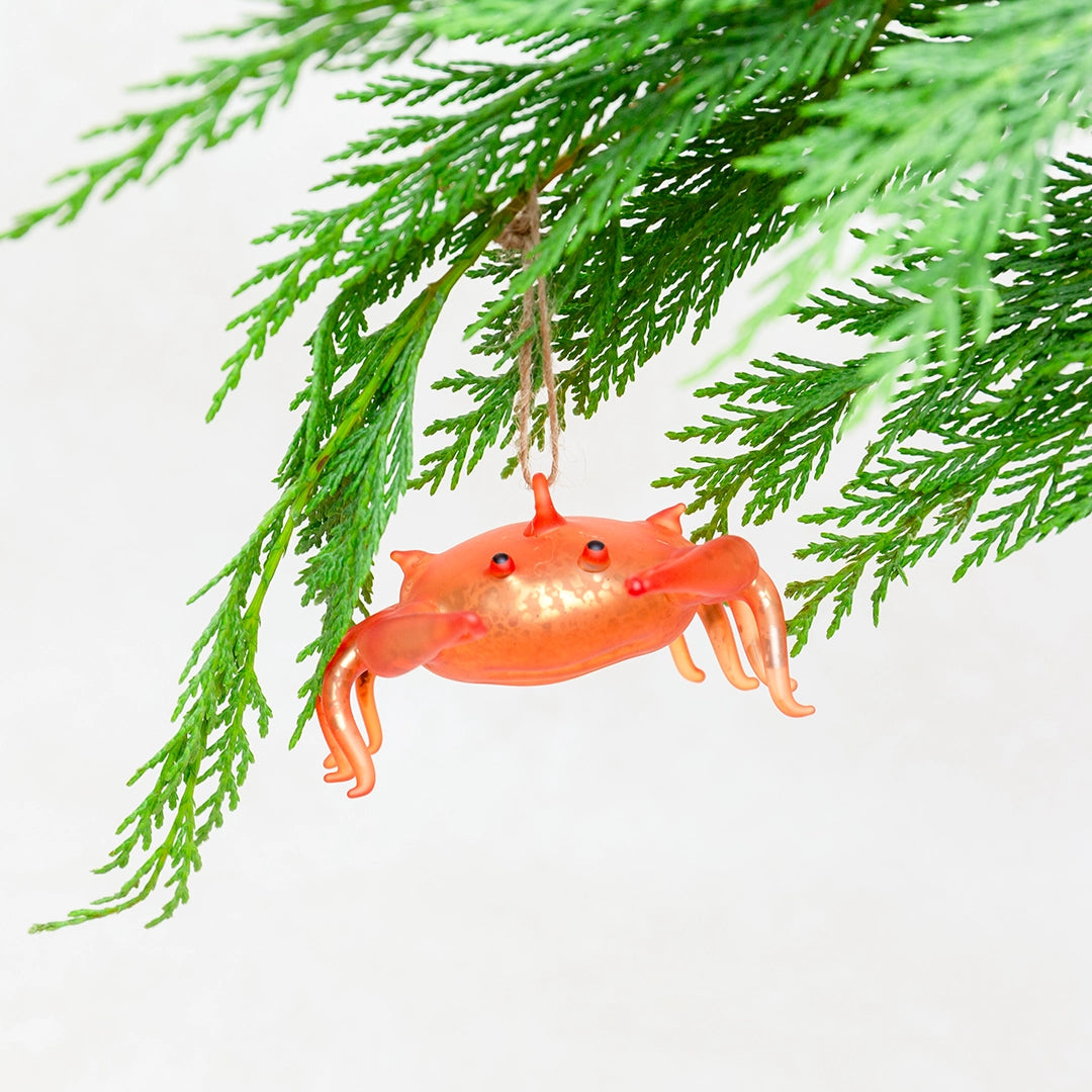 Red Crab Glass Ornament