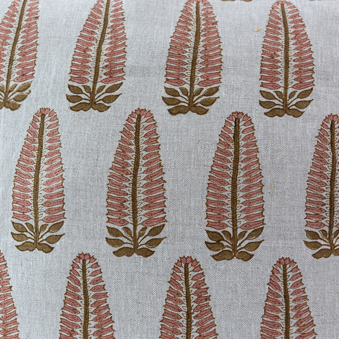 Red Floral Linen Pillow