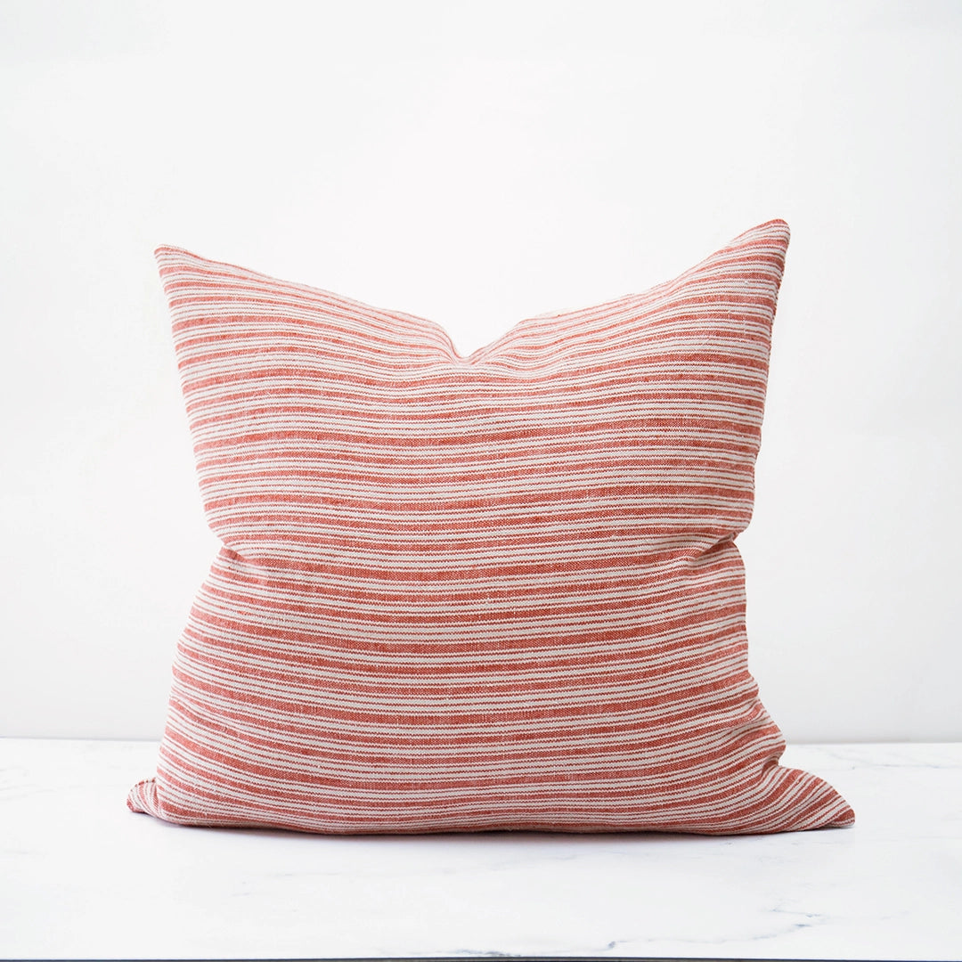 Red Linen Stripe Pillow