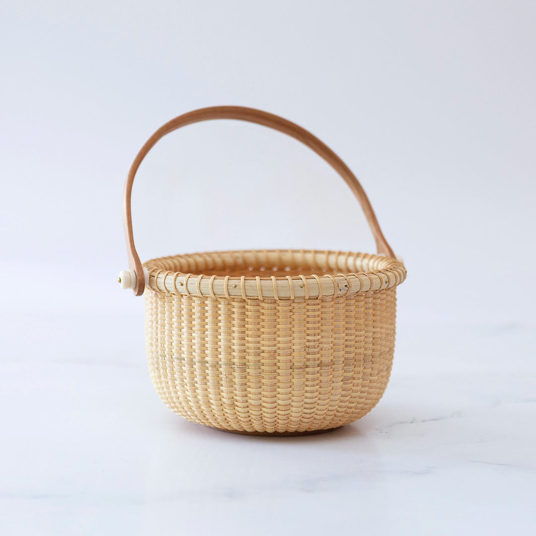 Round Lightship Basket with Cherry Wood Base and Handle | Dale Rutherford