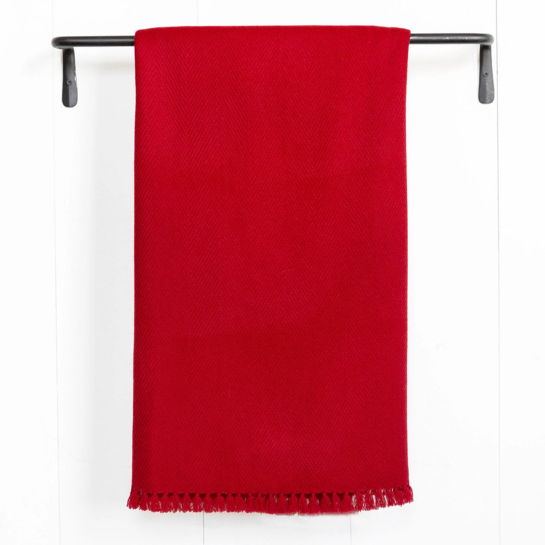 Ruby Red Handwoven Cashmere Throw