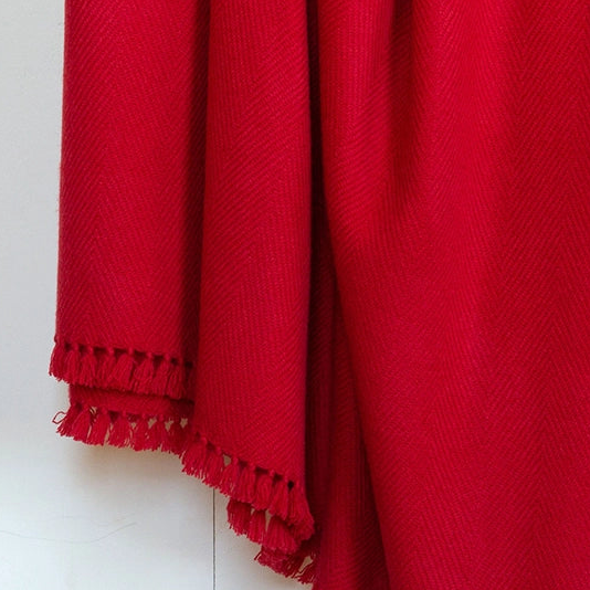 Ruby Red Handwoven Cashmere Throw