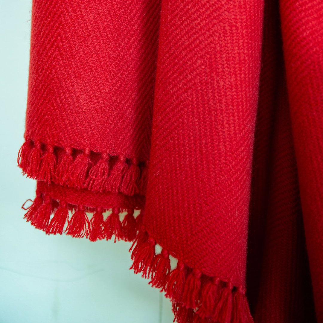 Ruby Red Handwoven Cashmere Throw