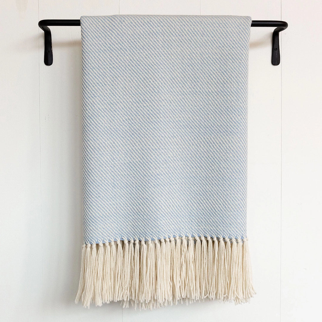 Sky Blue Handwoven Alpaca Throw
