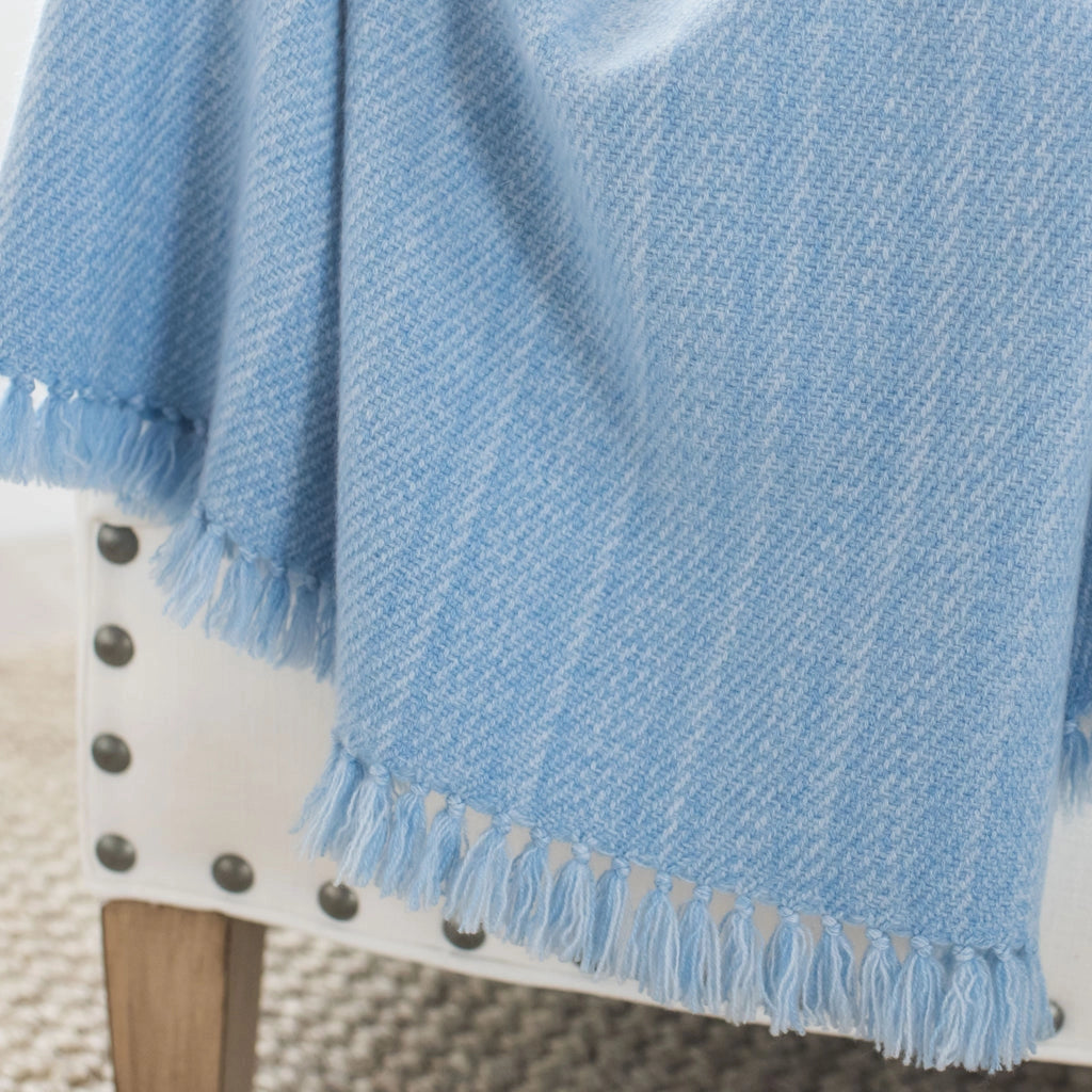 Sky Blue Handwoven Cashmere Throw