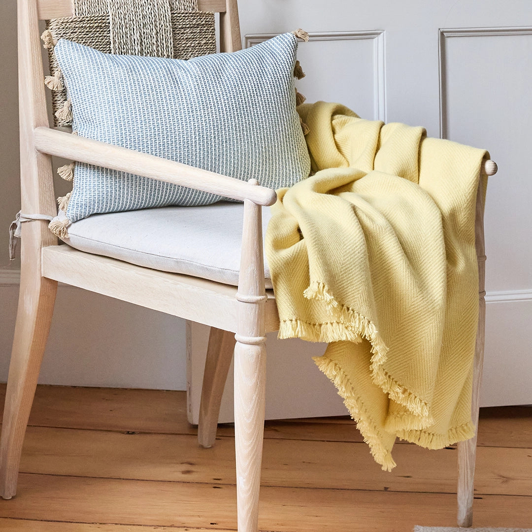 Soft Yellow Handwoven Cashmere Throw