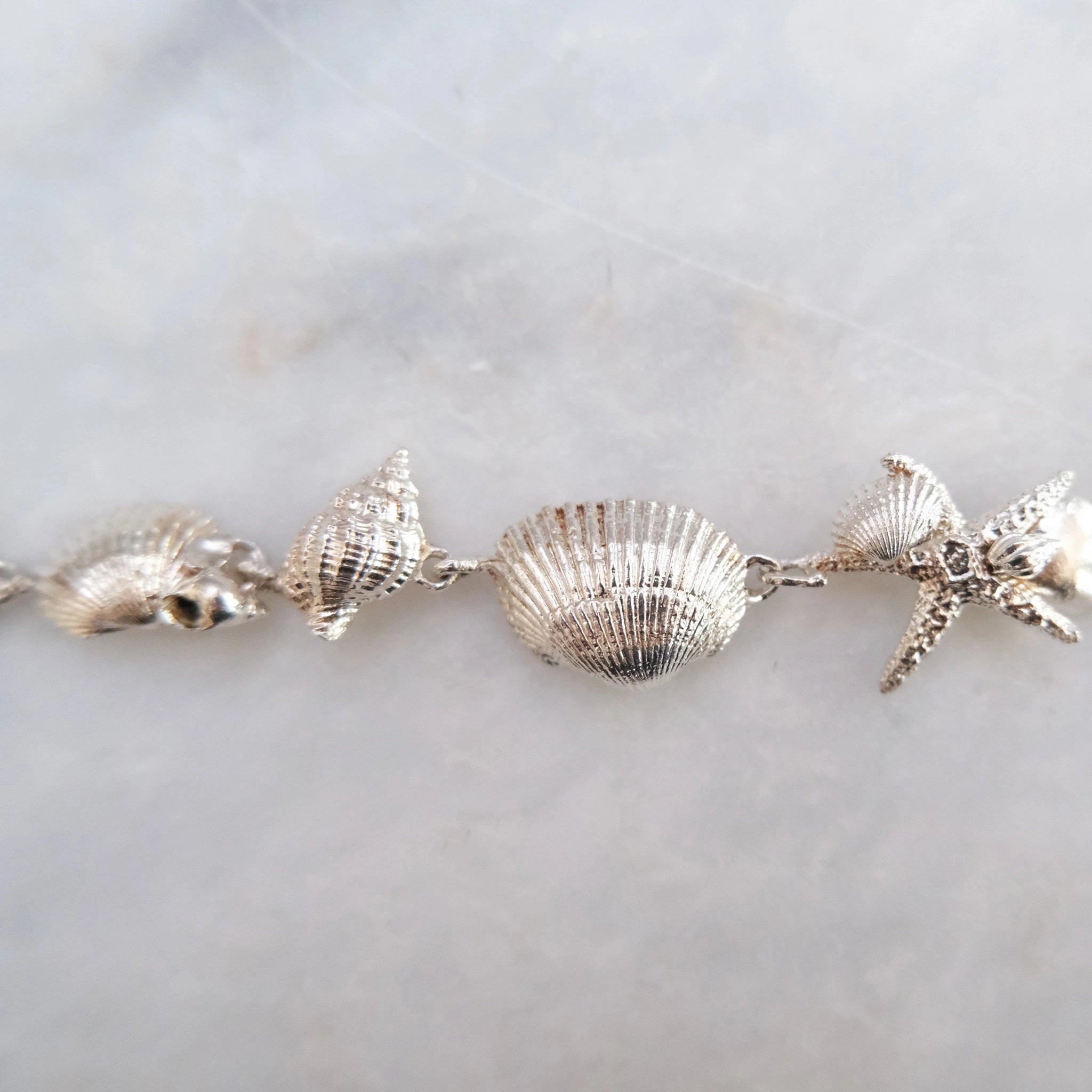 Sterling Silver Seashell Link Bracelet