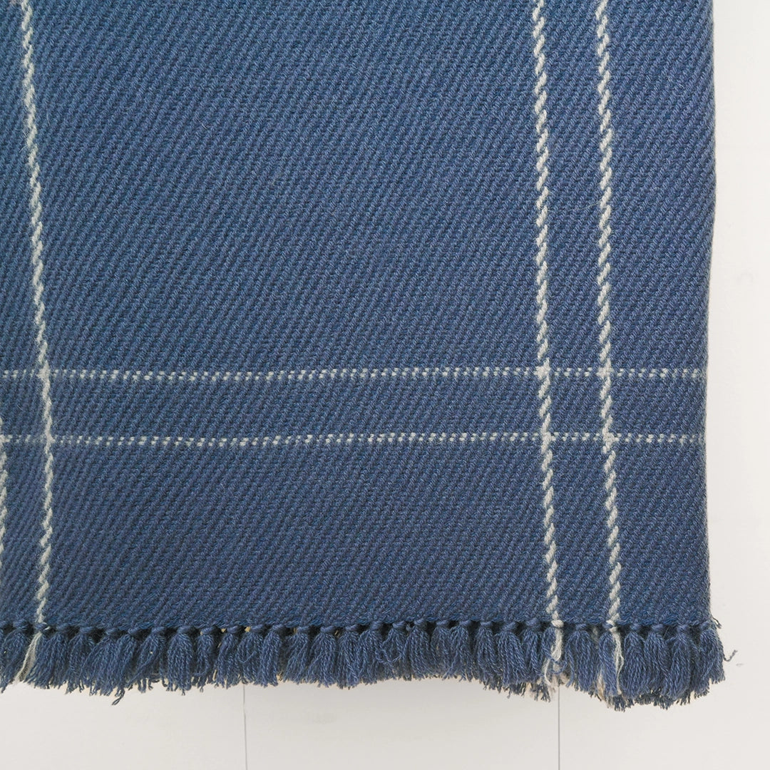 Stone Blue Windowpane Handwoven Cashmere Throw