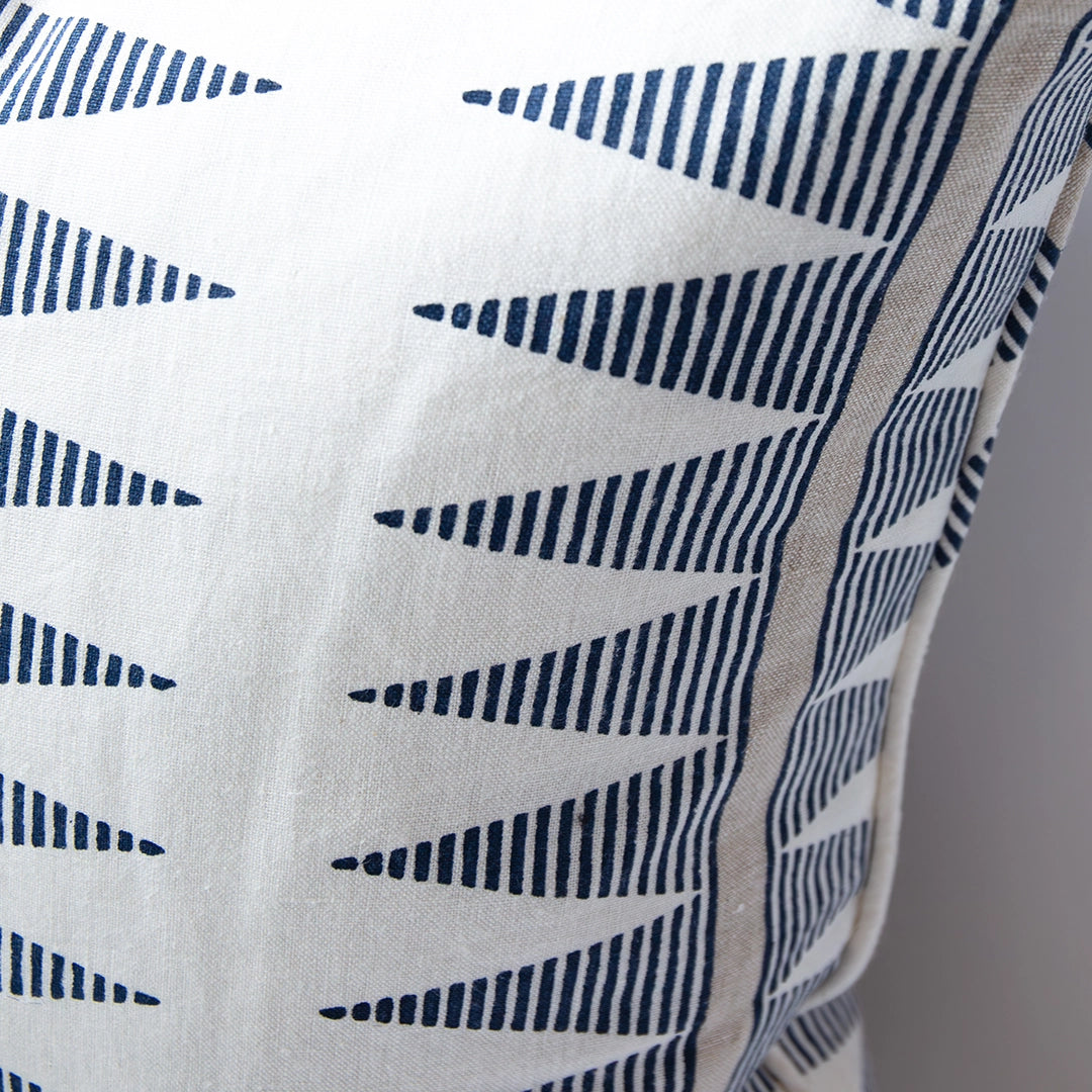 Blue Striped Triangles Pillow