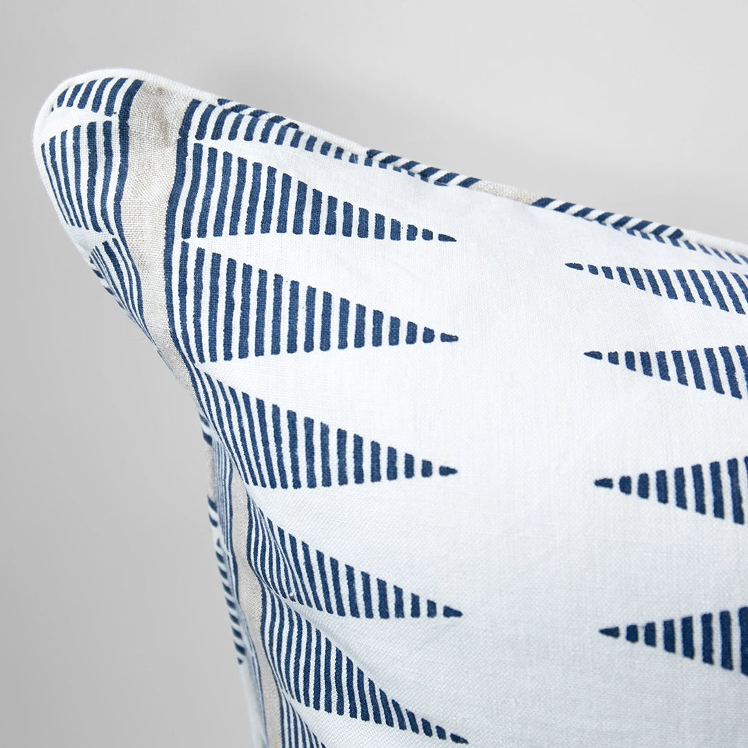 Blue Striped Triangles Pillow