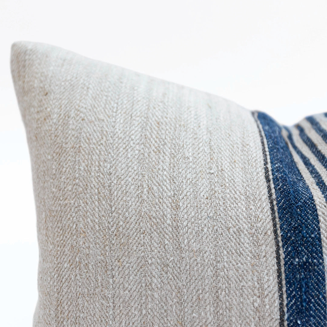 Vintage Indigo Grain Bag Lumbar Pillow